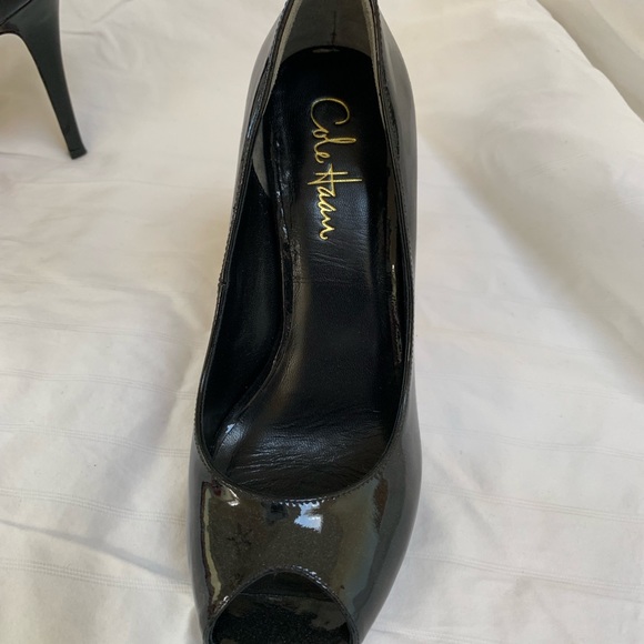 Cole Haan patent leather peep-toe stiletto heels - Picture 3 of 7